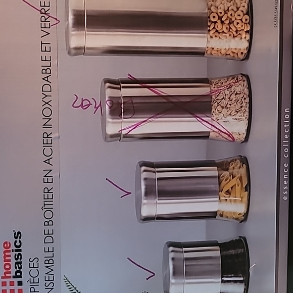 NWT 3 piece glass and stainless steel container set 3 sizes screw tops homebasic - Picture 2 of 13